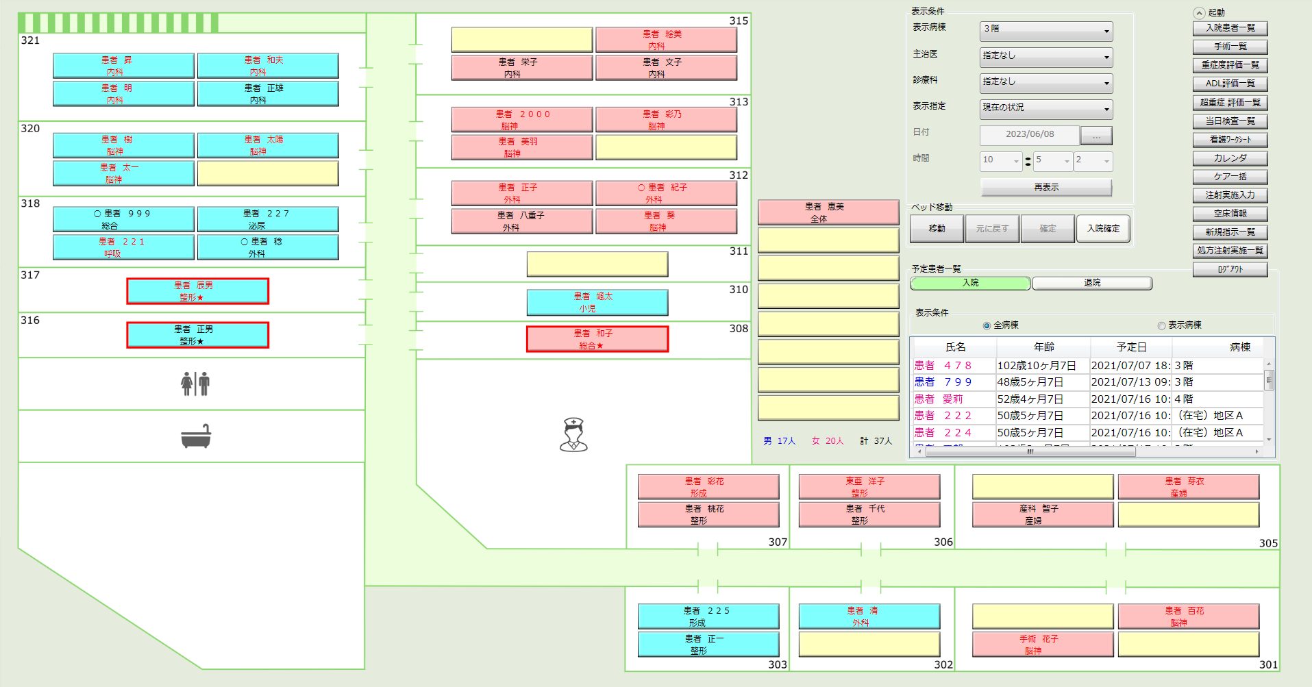中小病院向け電子カルテシステムとして見やすいレイアウト
